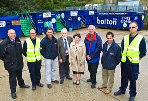 (l-r): Visiting the Brome site: Mark Deer, Suffolk CC; Graham Gormer, site operative Bolton Brothers; Michael Bolton jnr,production director, Bolton Brothers; Cllr John Field, Suffolk CC; Lisa Chambers, Suffolk portfolio holder for waste; John Hooker,Bramford parish council; Reuben Bolton, commercial director, Bolton Brothers; and Mark Johncock, Bolton Brothers.